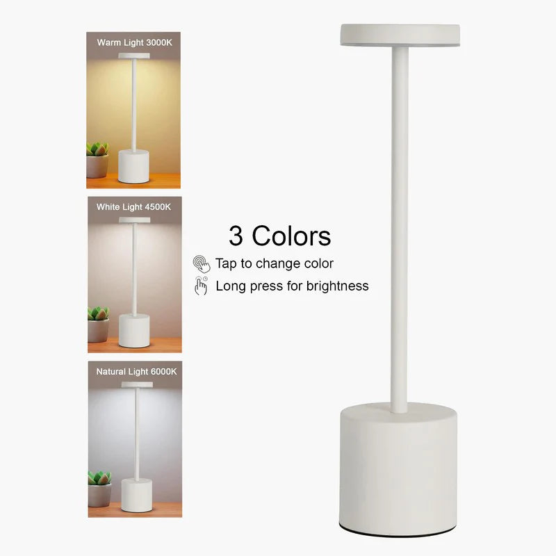Aura Touch LED Table Lamp – Minimal Rechargeable, Dimmable & Cordless LED Light