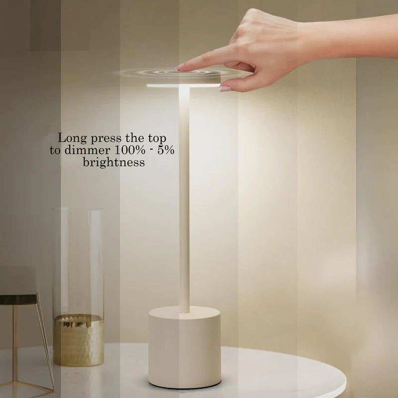 Aura Touch LED Table Lamp – Minimal Rechargeable, Dimmable & Cordless LED Light