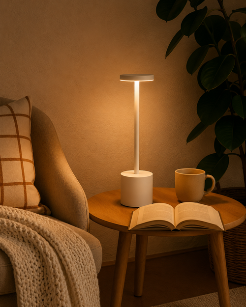 Aura Touch LED Table Lamp – Minimal Rechargeable, Dimmable & Cordless LED Light